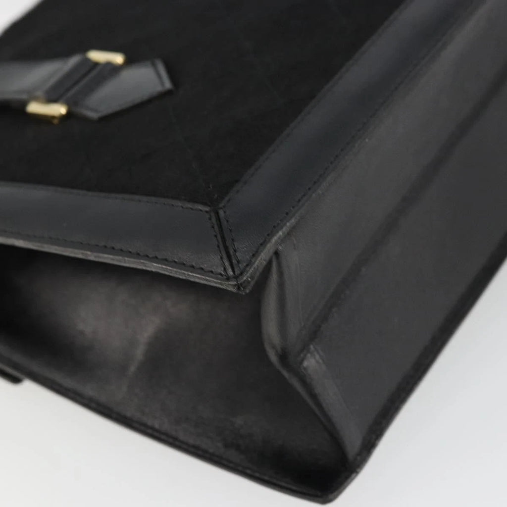 Chanel Black Leather and Cotton Tote