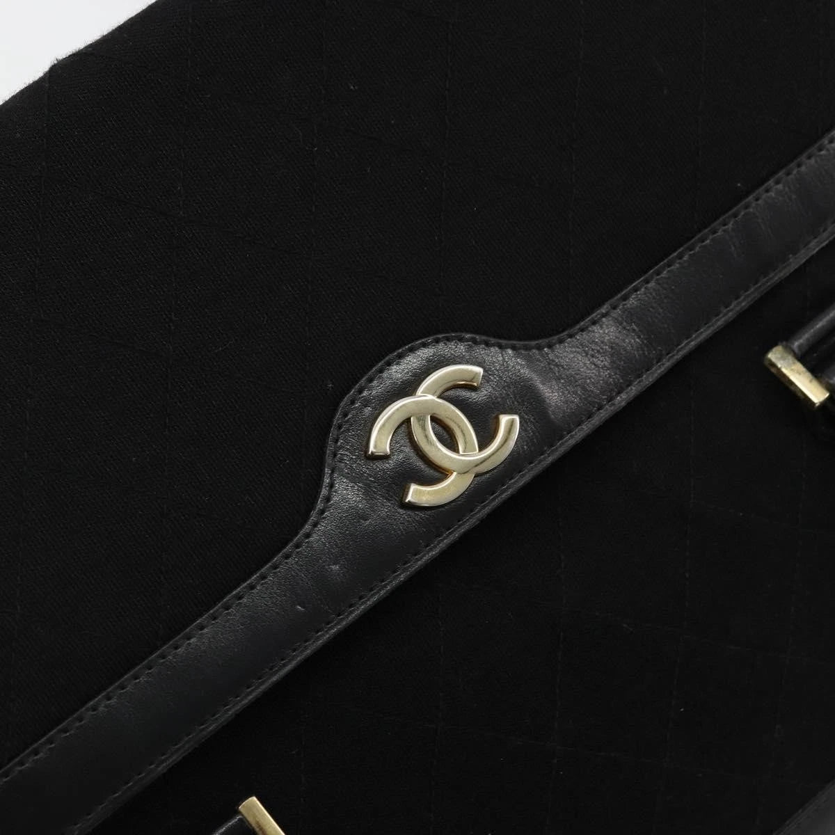 Chanel Black Leather and Cotton Tote