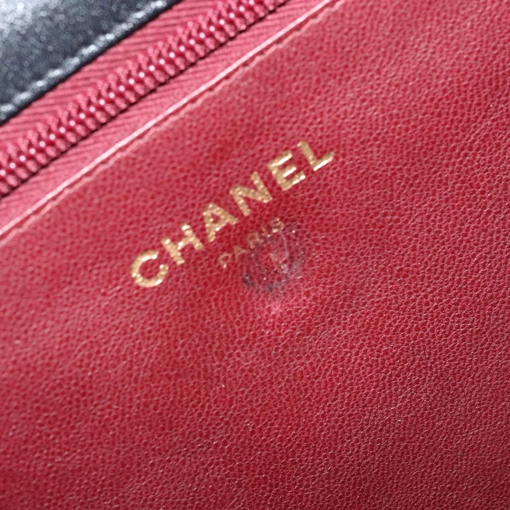 Chanel Black Leather and Cotton Tote