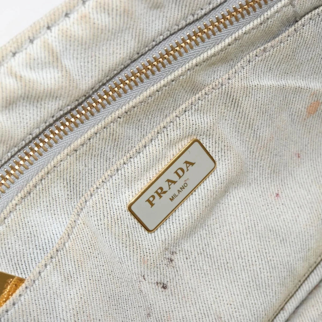 Prada White Canapa Tote