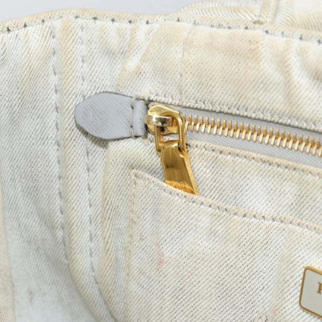 Prada White Canapa Tote