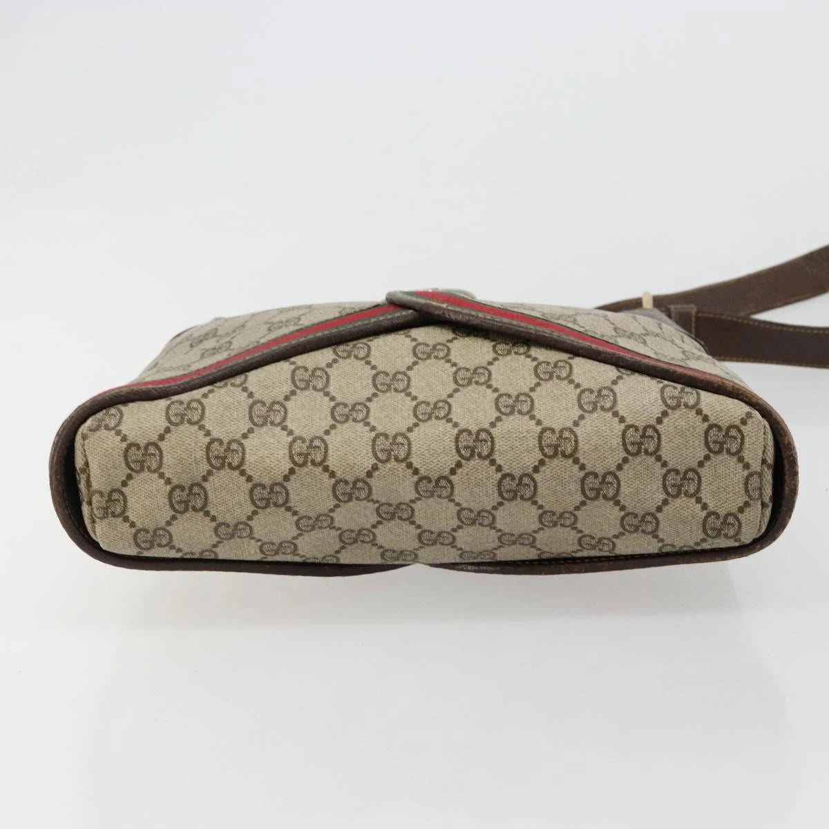Gucci Brown Monogram Leather Trimmed Shoulder Bag