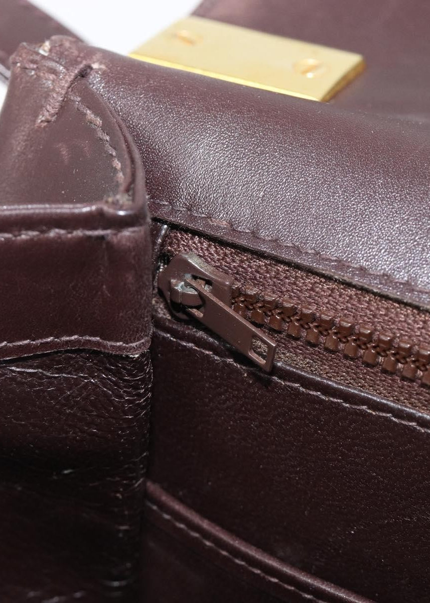 Gucci Dark Brown Suede Shoulder Bag brand stamp