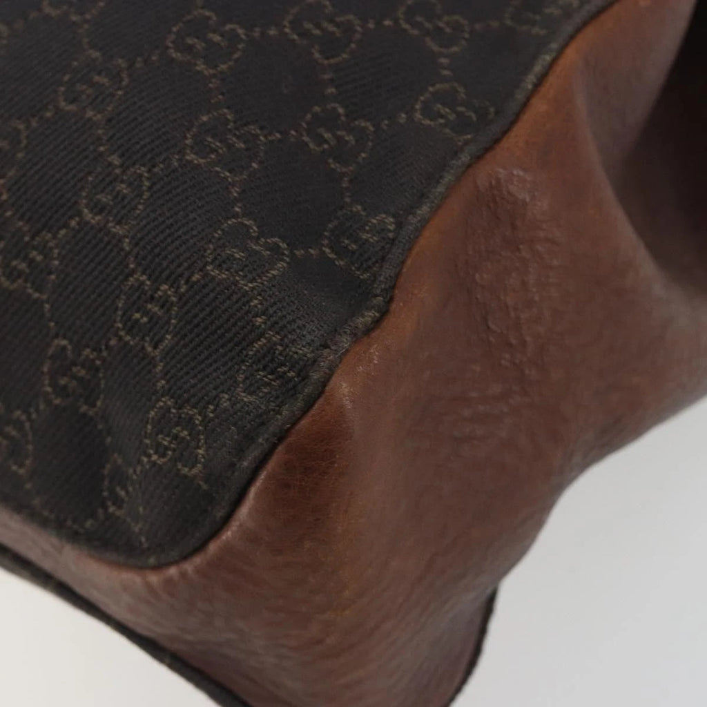 Gucci Monogram Leather Trimmed Shoulder Bag