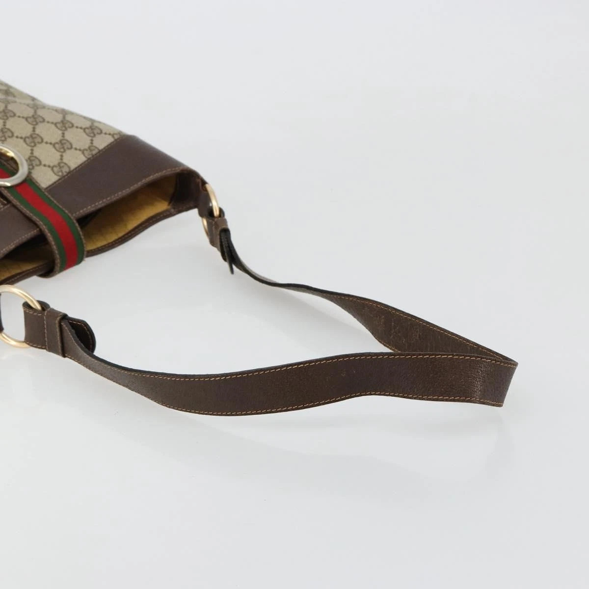 Gucci Brown Monogram Leather Trimmed Shoulder Bag