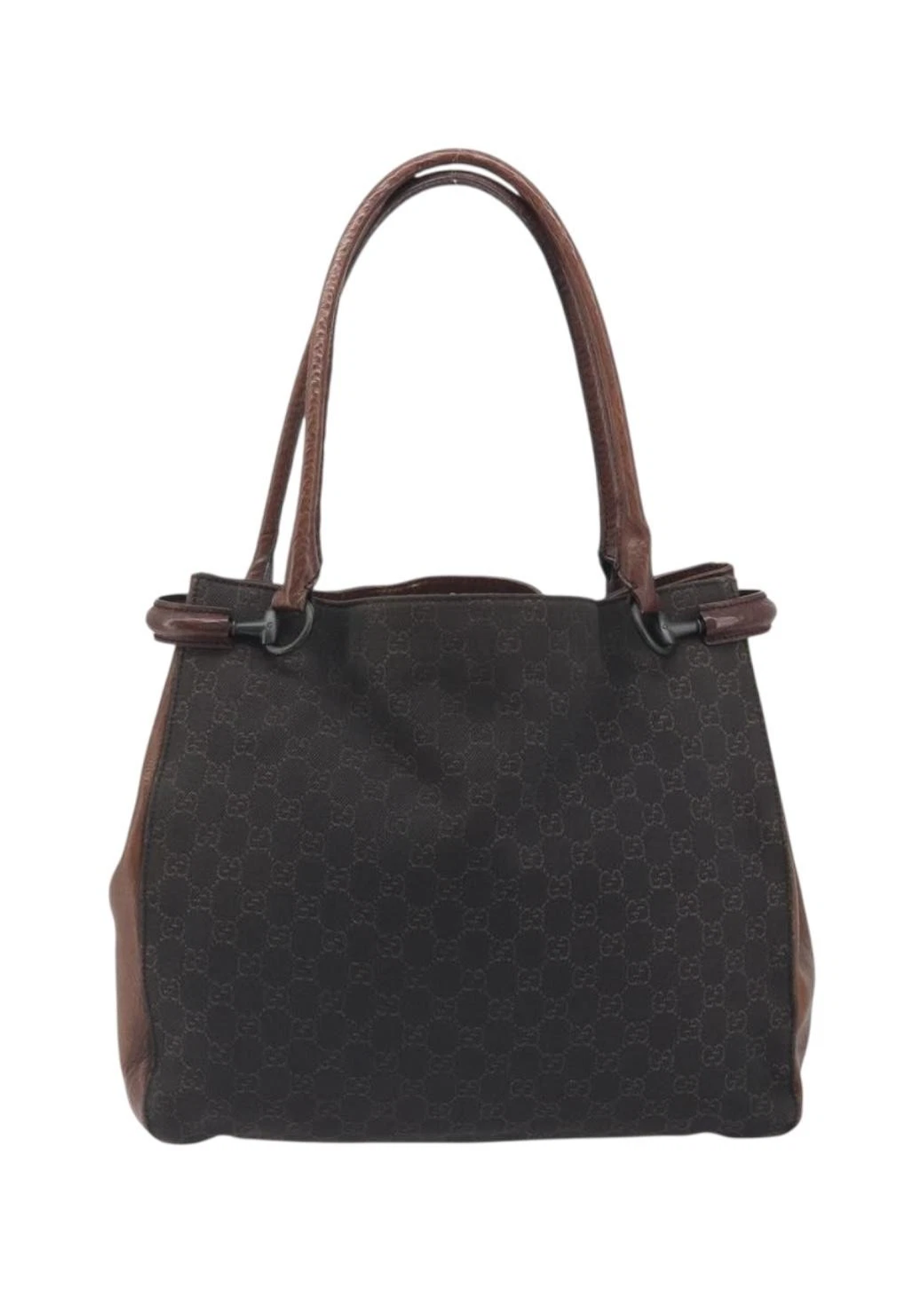 Gucci Monogram Leather Trimmed Shoulder Bag