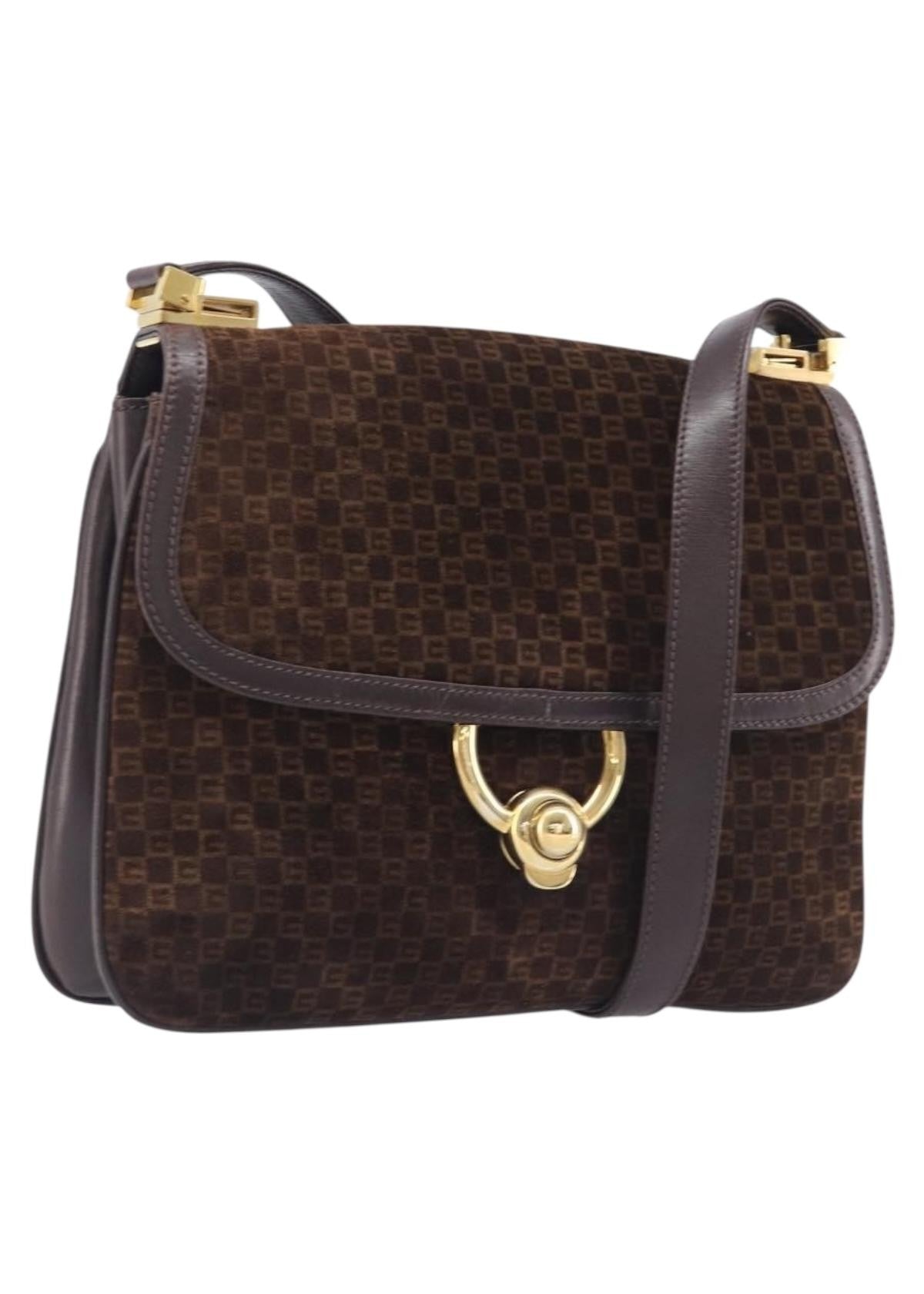 Gucci Dark Brown Suede Shoulder Bag front