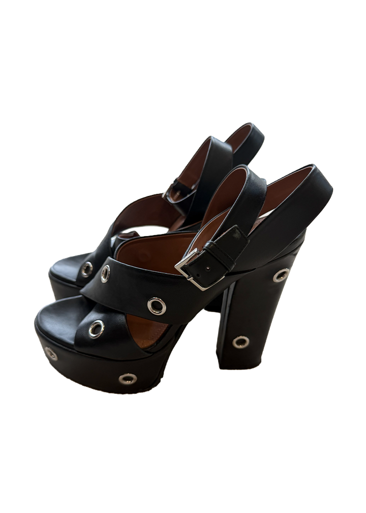 Alaïa Black Eyelet Platform Heels