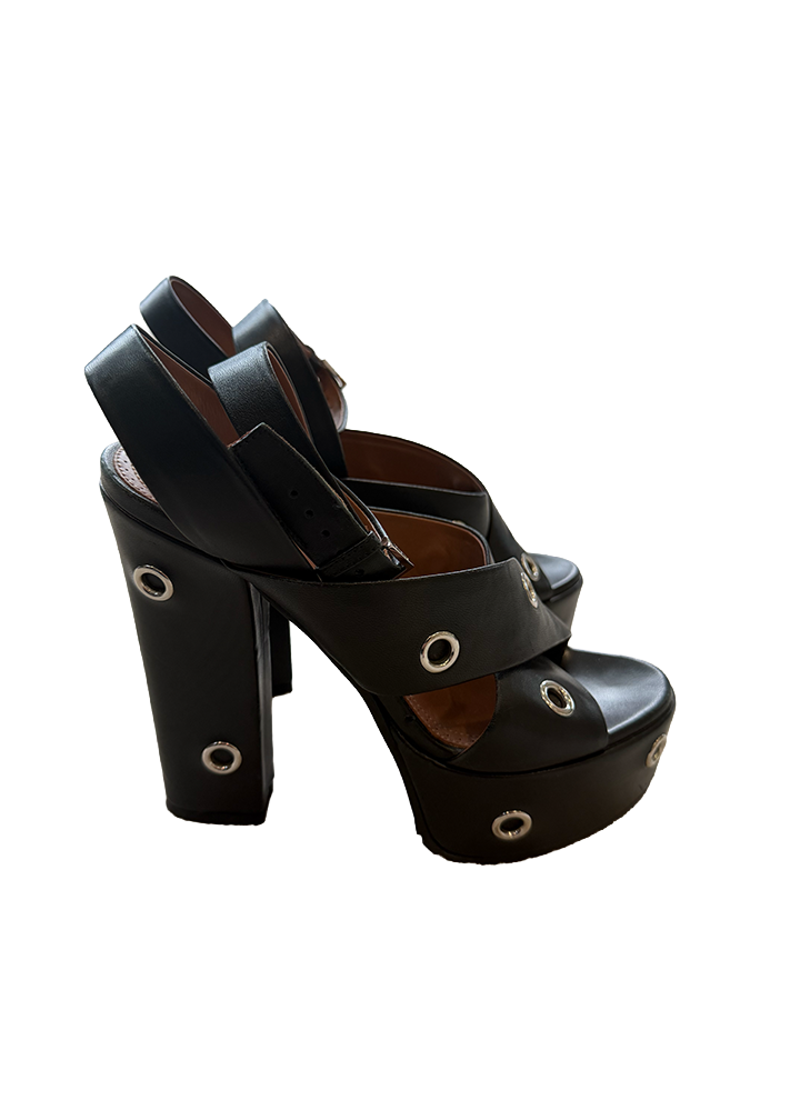 Alaïa Black Eyelet Platform Heels