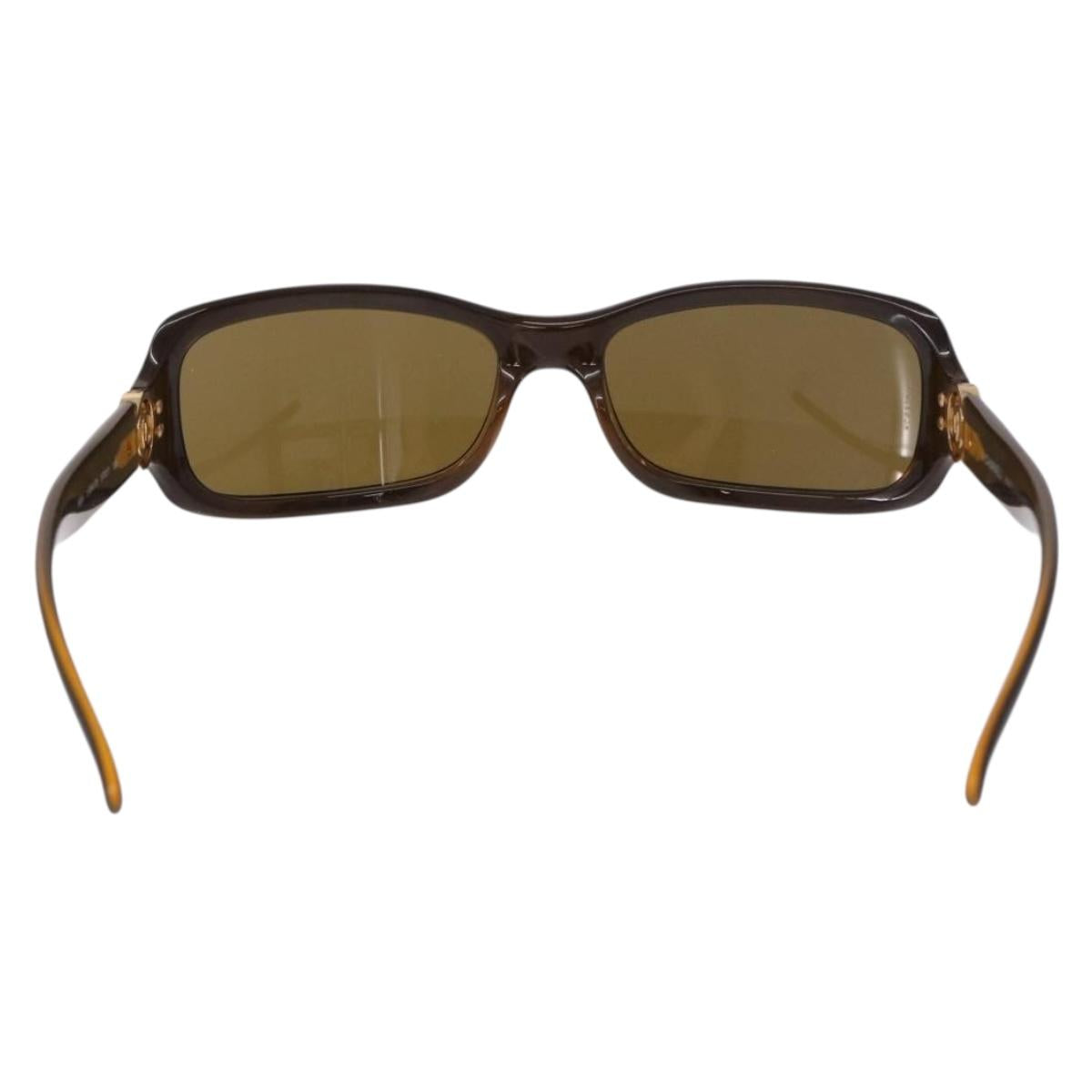 Chanel Brown Sunglasses with Gold Logo