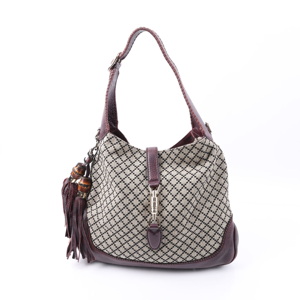 Gucci Brown Diamante Jackie Shoulder Bag front