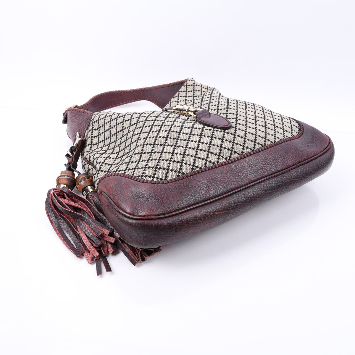 Gucci Brown Diamante Jackie Shoulder Bag side