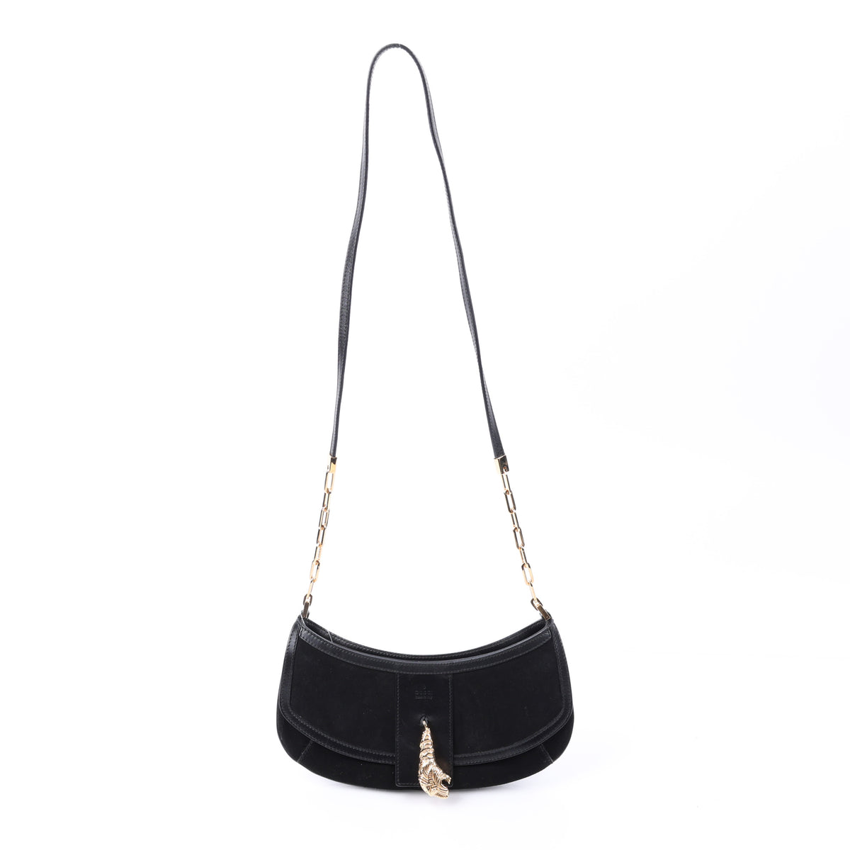 Gucci Black Suede Tiger Head Shoulder Bag front