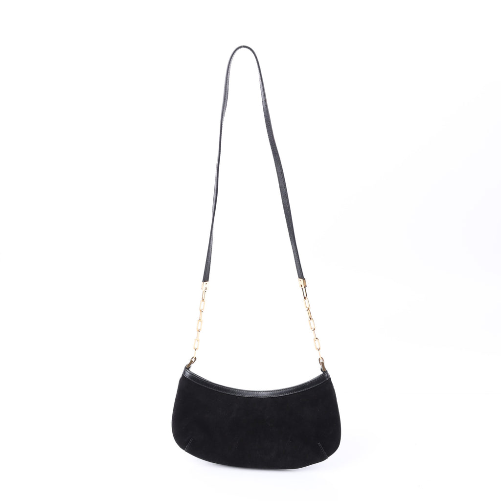 Gucci Black Suede Tiger Head Shoulder Bag back
