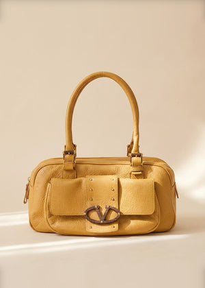 Valentino Tan Leather Top Handle Bag