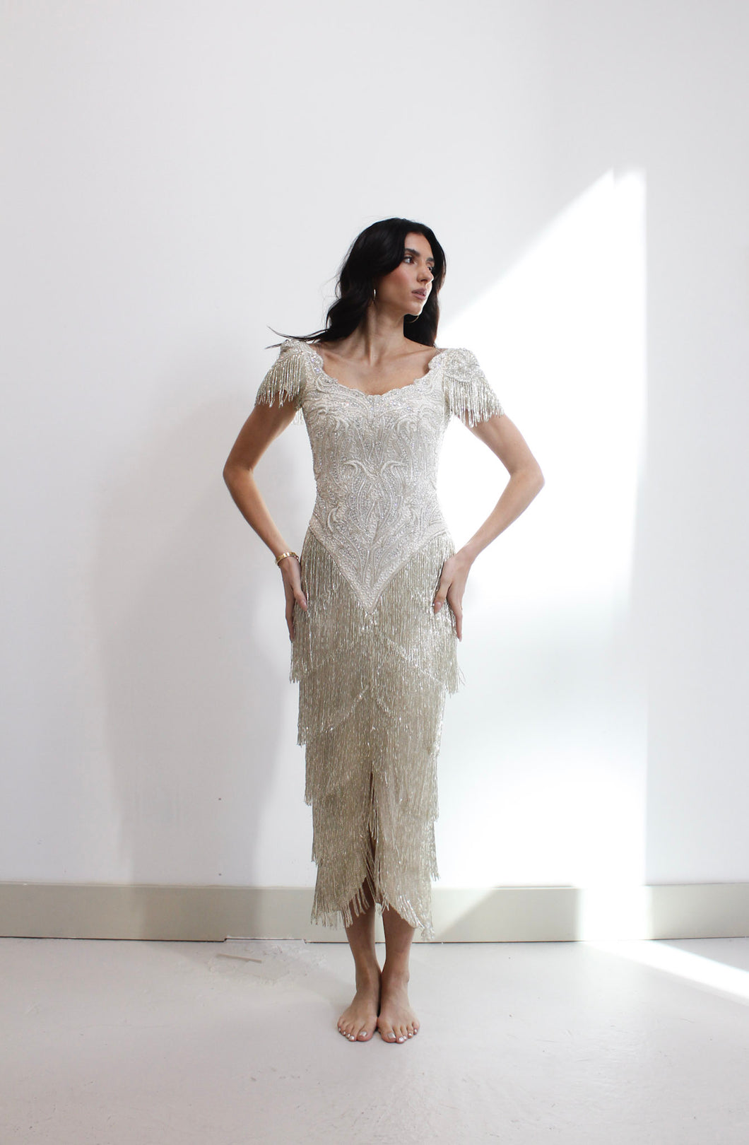 Stephen Yearick Beaded Evening Gown
